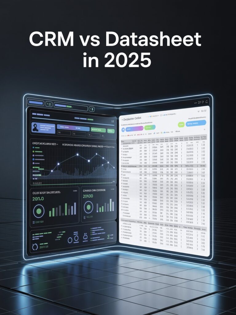 CRM VS Datasheet in 2025 comparison guide showing customer data management solutions