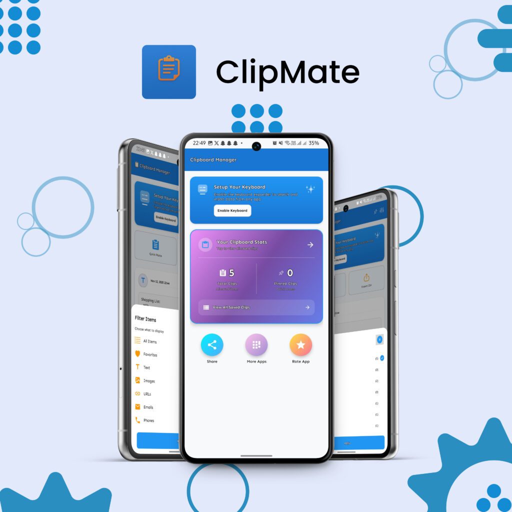 Discover ClipMate – the ultimate clipboard manager Android app that saves every copy forever. Effortless history, image editing & total privacy. Download free now!
