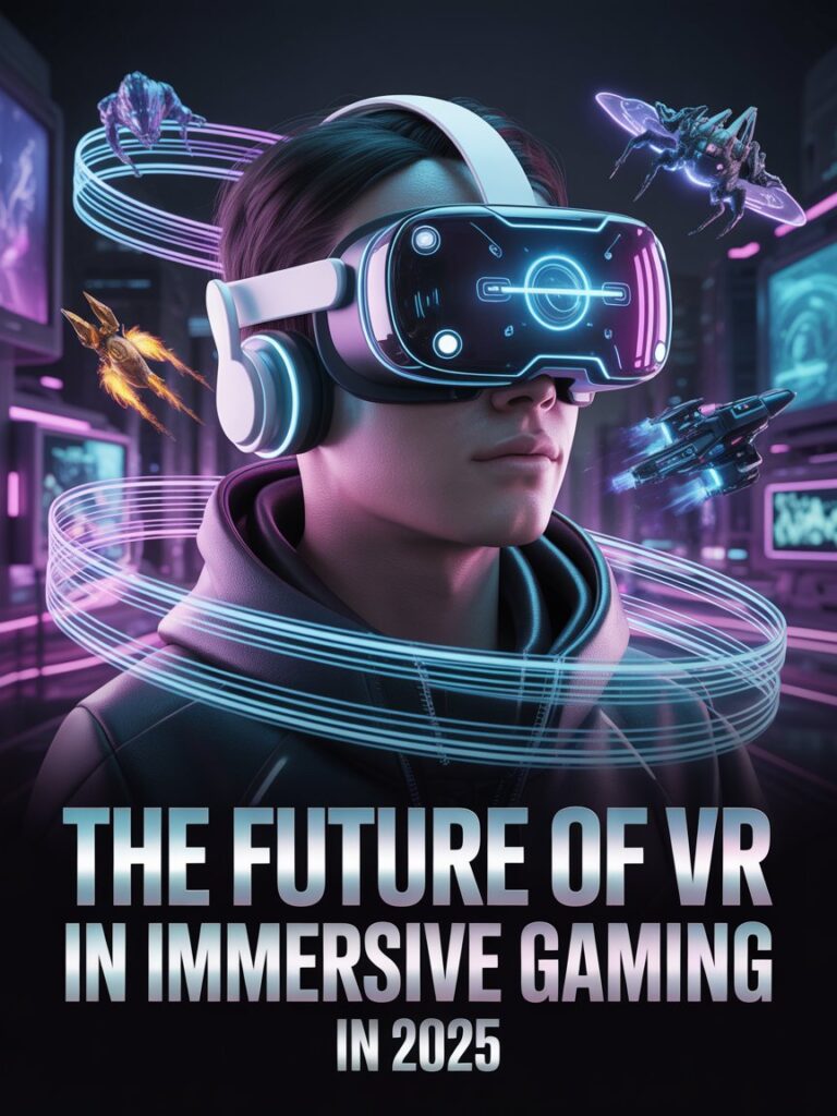 Joyful gamer lost in the revolutionary future of VR in immersive gaming 2025, eyes sparkling with thrilling wonder and pure excitement.
